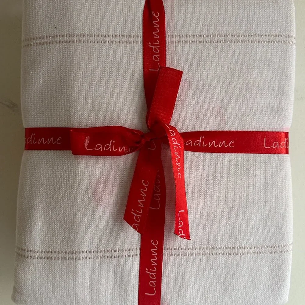 Ladinne 100% Cotton Shower Curtain 72x72 White Textured Made In Turkey NIP Alte